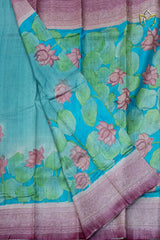 Pure Handloom Tussar - Ananda Blue