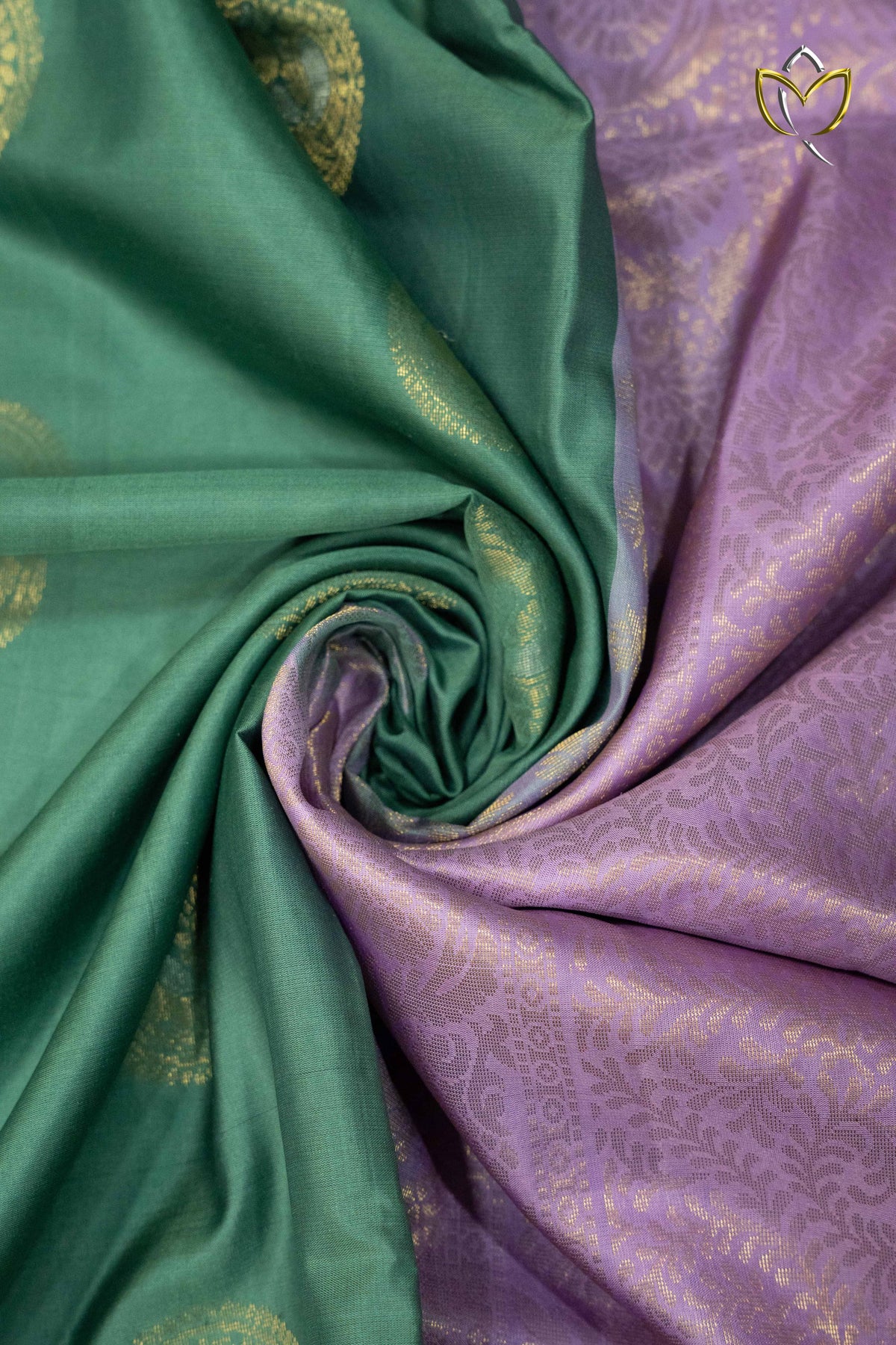 Patar Color Lightweight Pattu - Teal Blue & Lilac – Moksha Couture