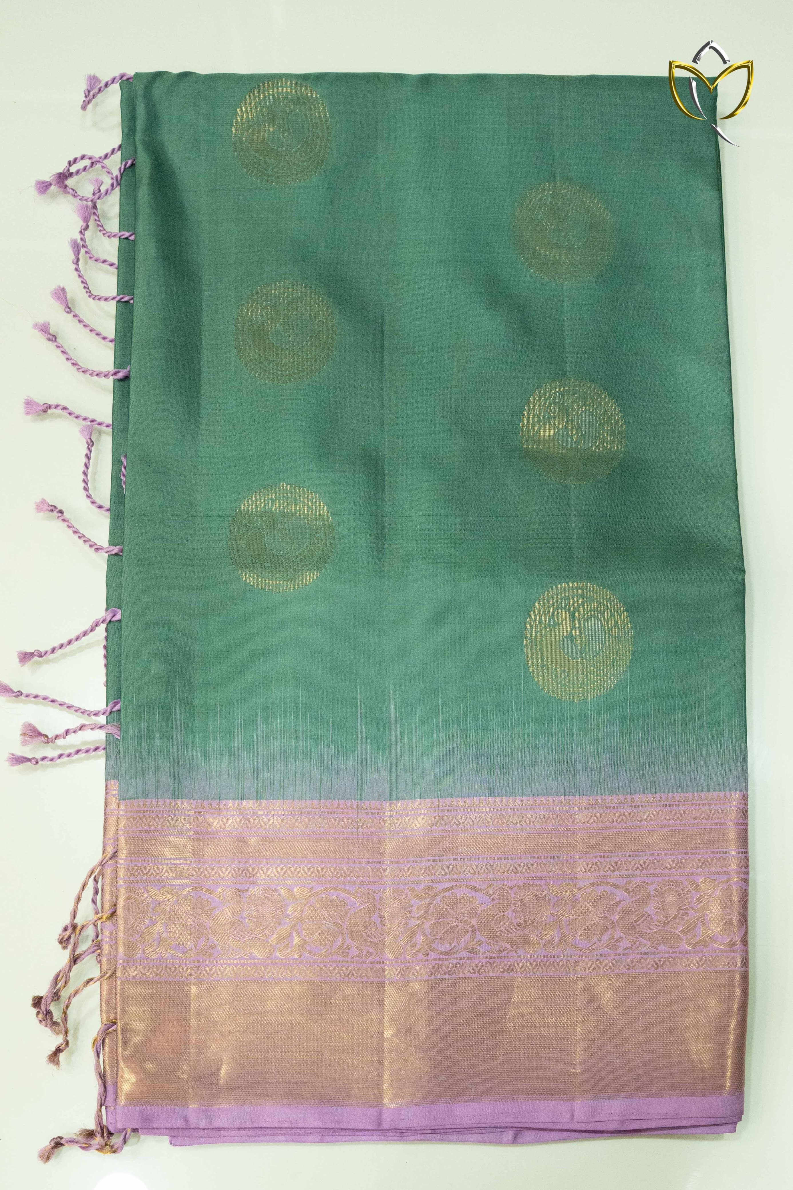 Lightweight Pattu - Teal Blue & Lilac