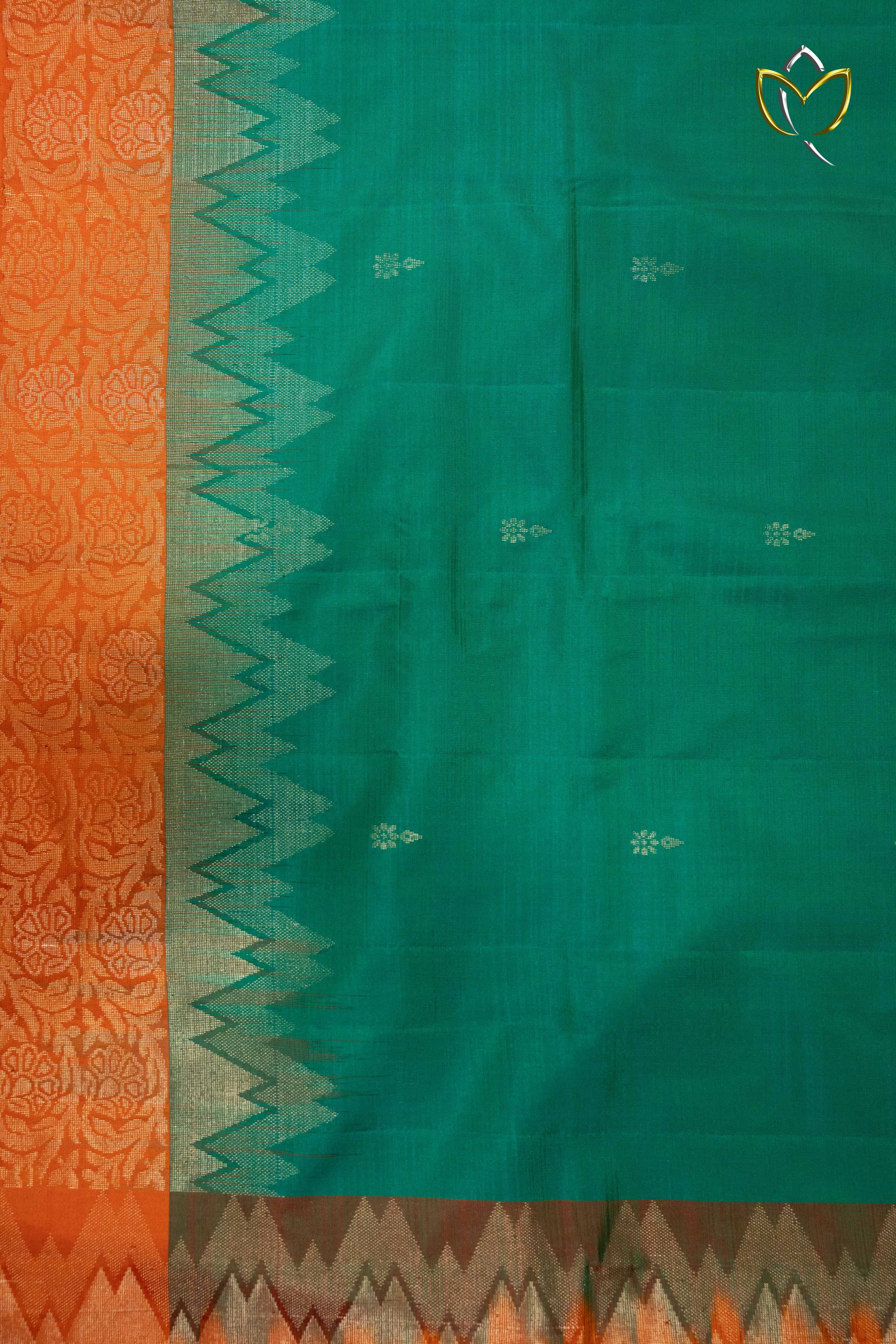 Lightweight Pattu - Rama Green & Orange