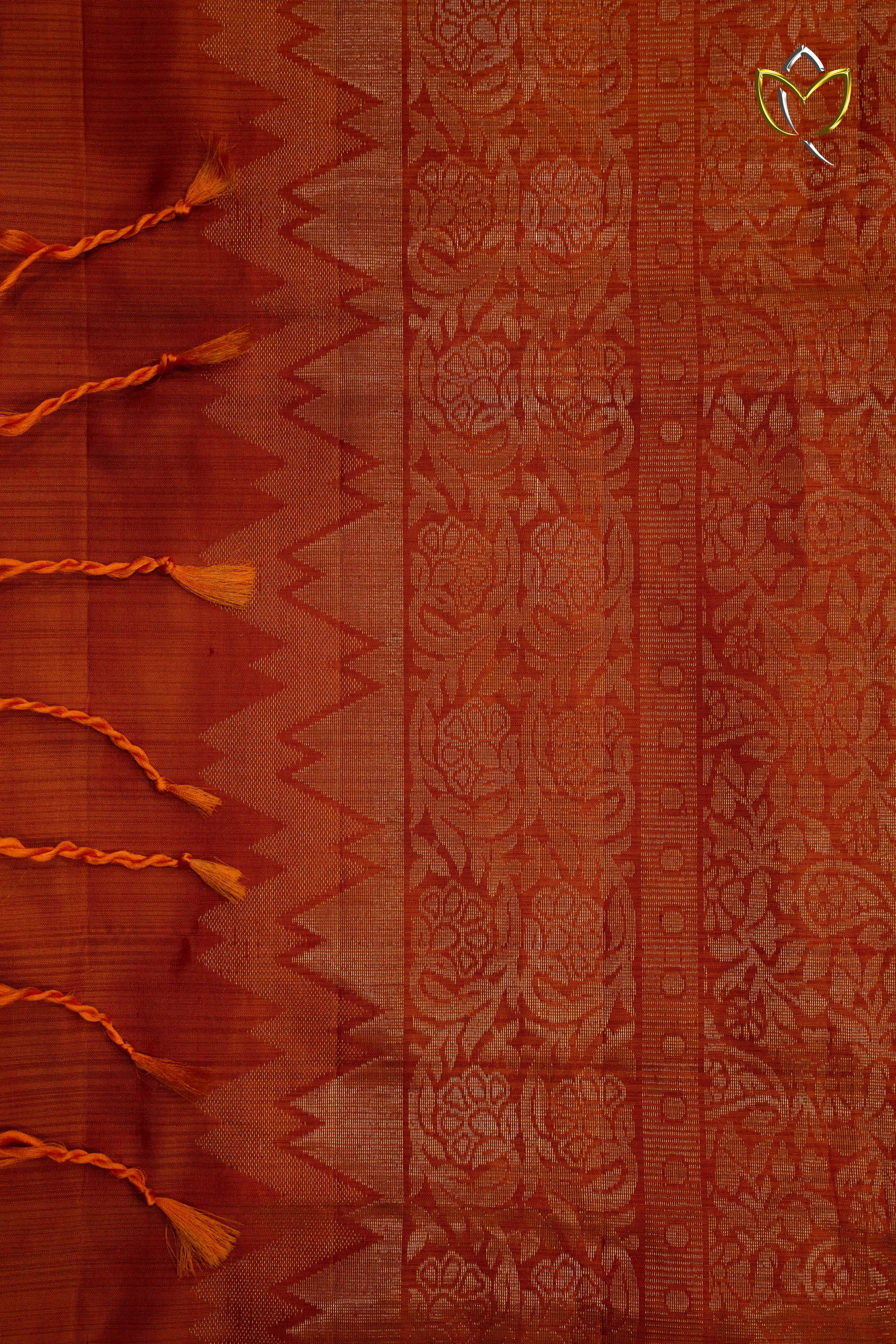 Lightweight Pattu - Rama Green & Orange