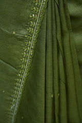 Tussar Handwork - Olive Green