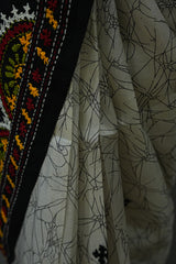 Tussar Kantha Work - Black & White