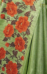 Desi Tussar - Olive Green