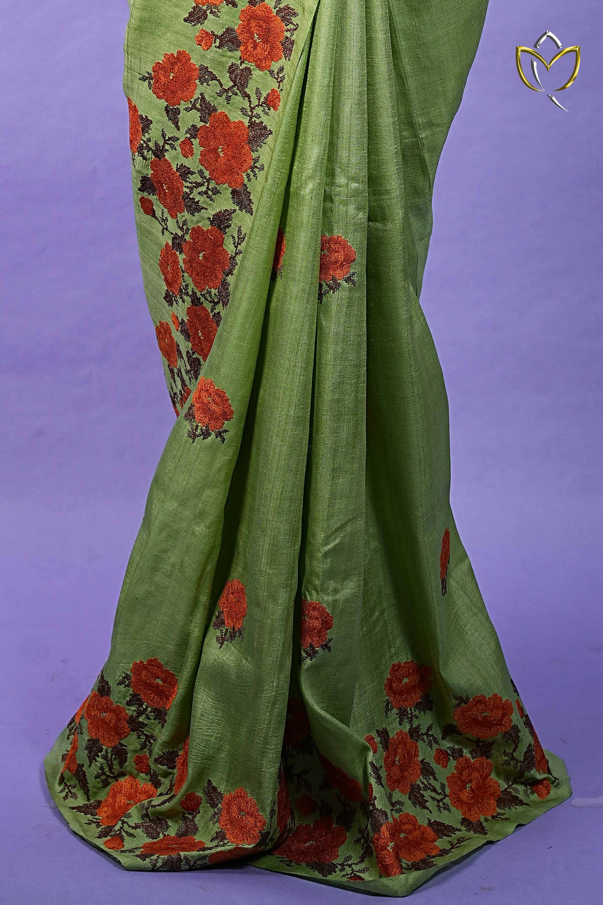 Desi Tussar - Olive Green