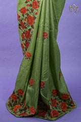 Desi Tussar - Olive Green