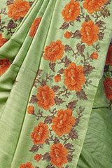 Desi Tussar - Olive Green