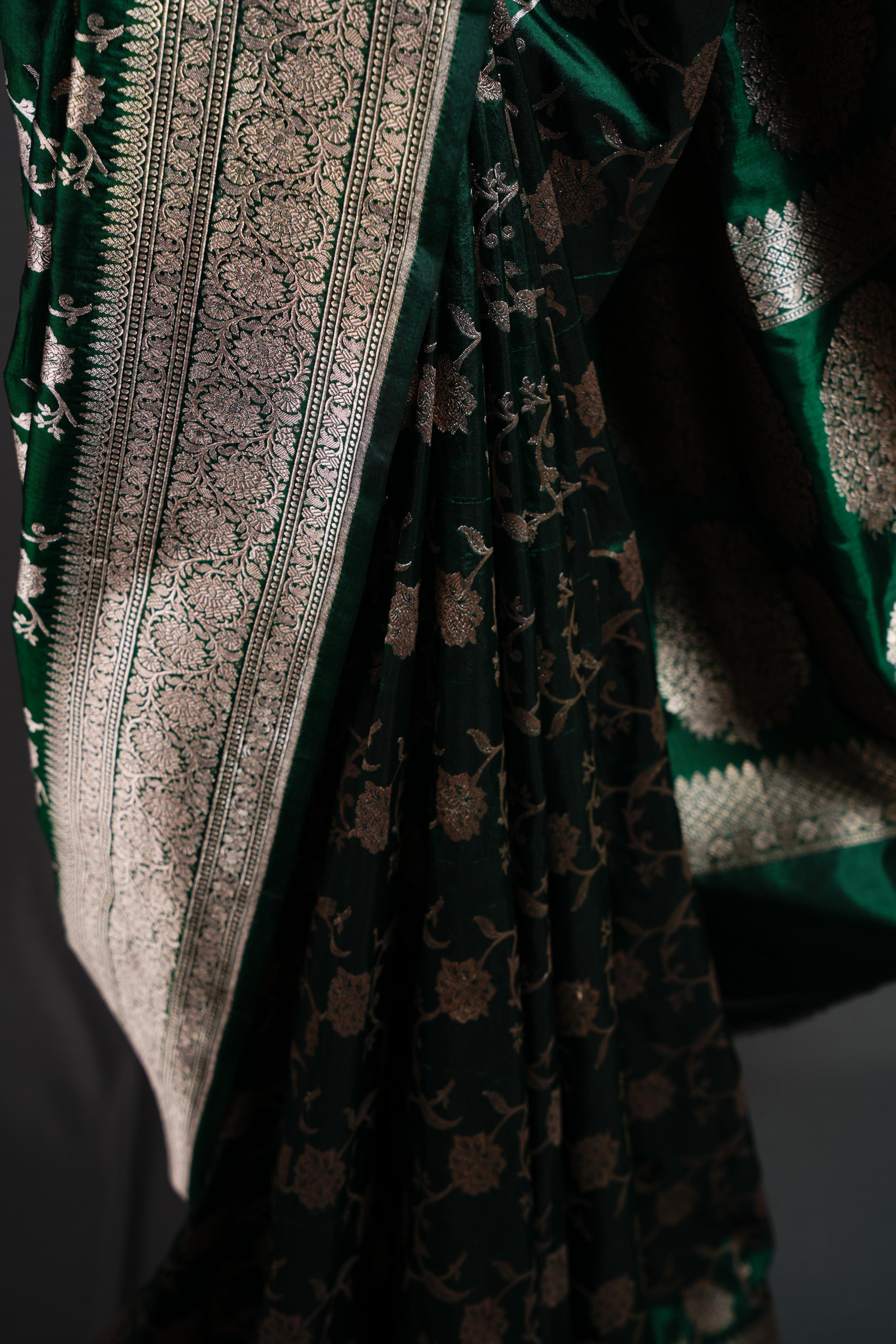 Banarasi Ektara Silk - Dark Green