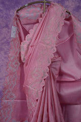 Tussar Applique Work - Pink
