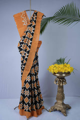 Ikkat Cotton - Black & Yellow