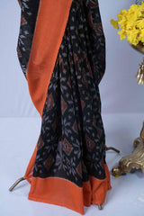 Ikkat Cotton - Black & Orange