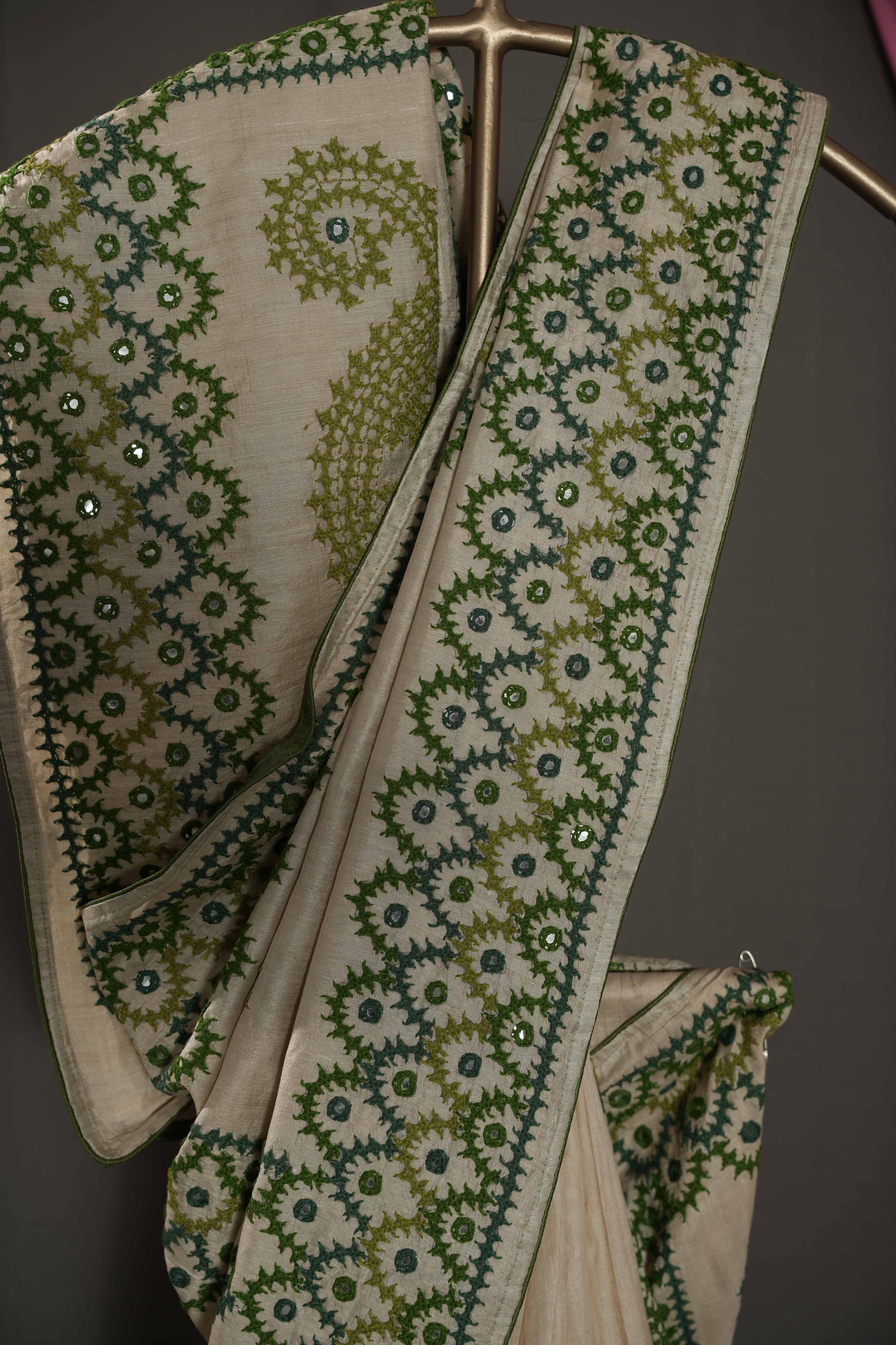 Tussar Thread Work - Beige