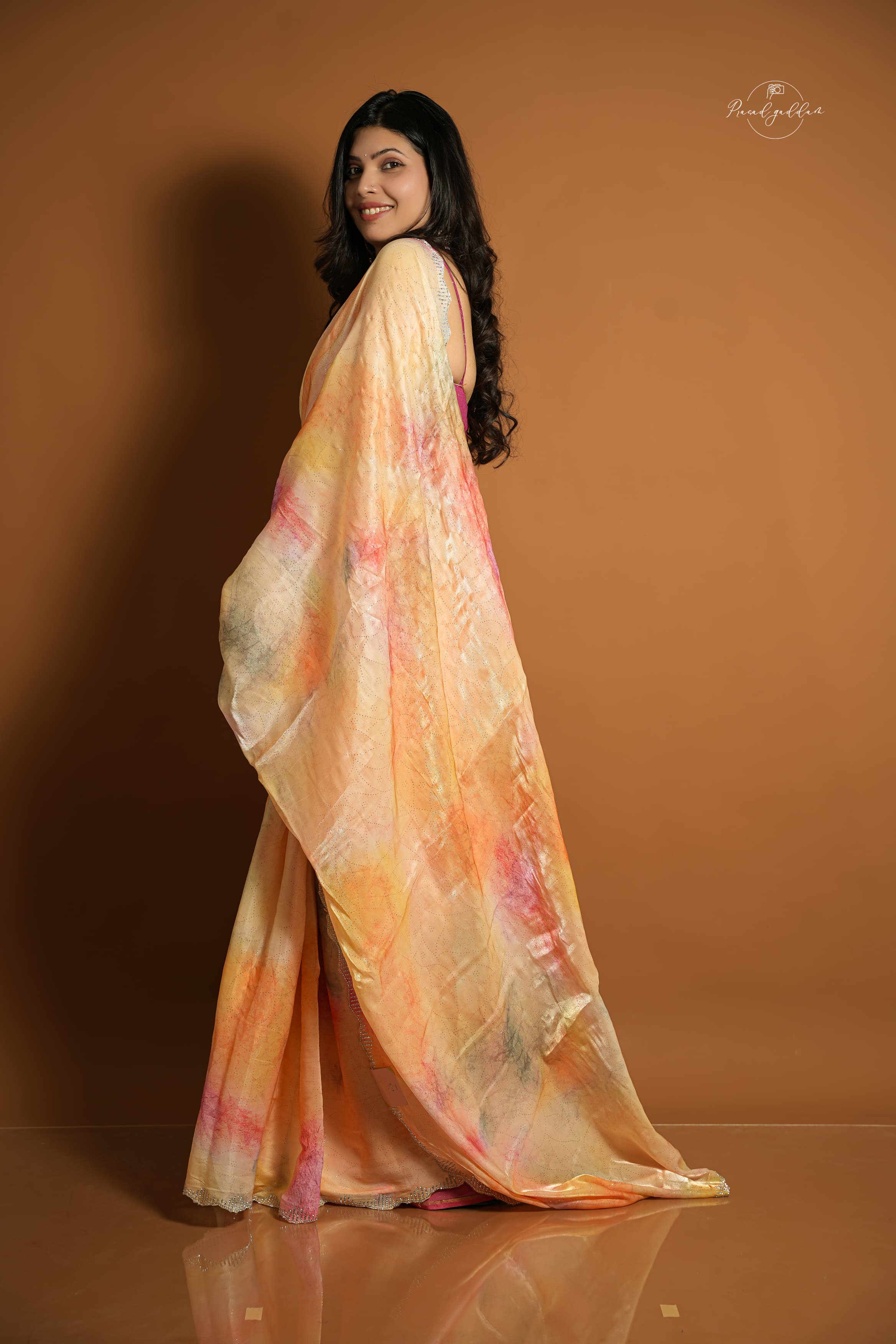 Fancy Saree  - Peach Color