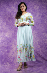 Pure Georgette Long Gown - Baby Blue