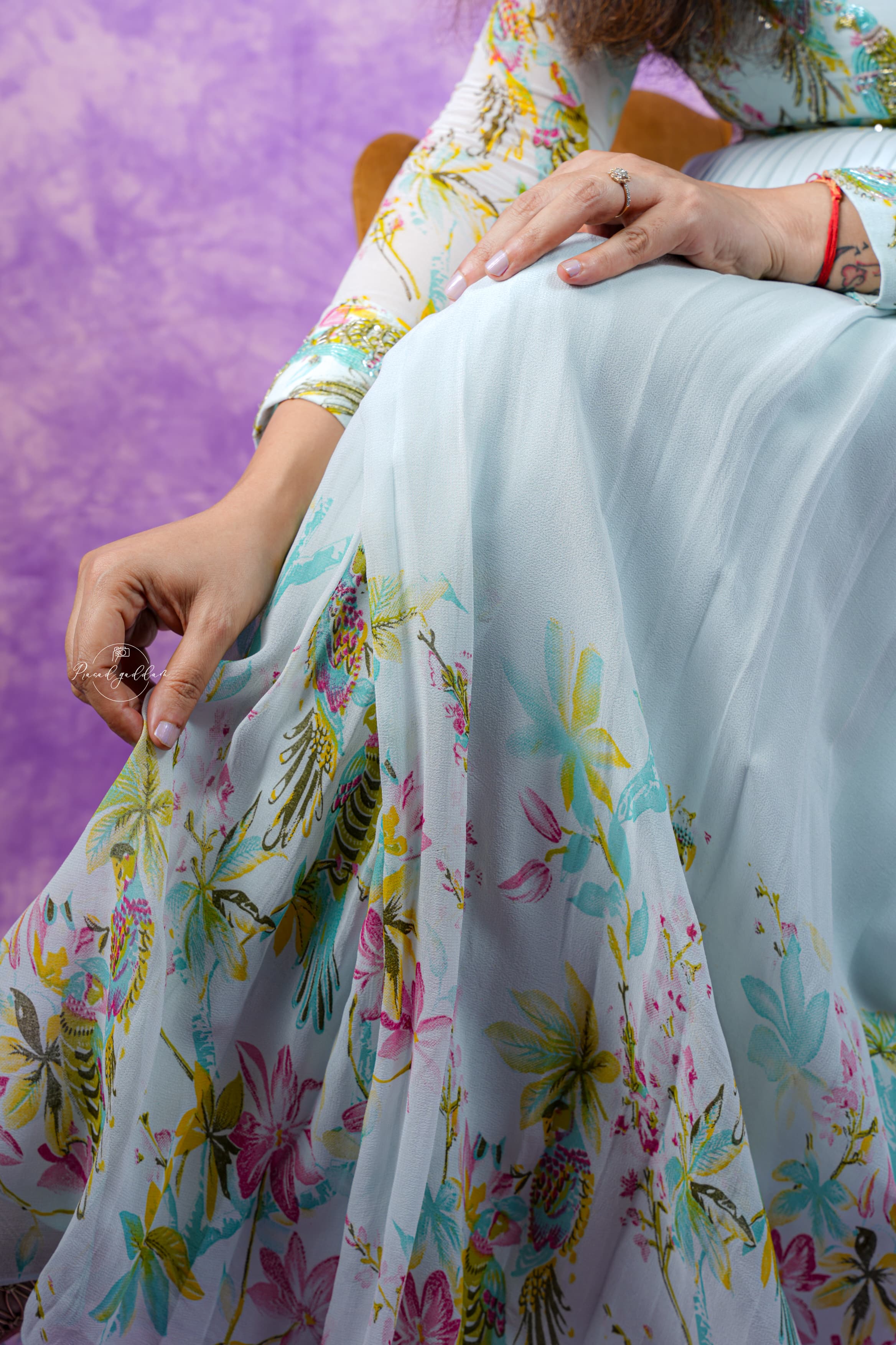 Pure Georgette Long Gown - Baby Blue