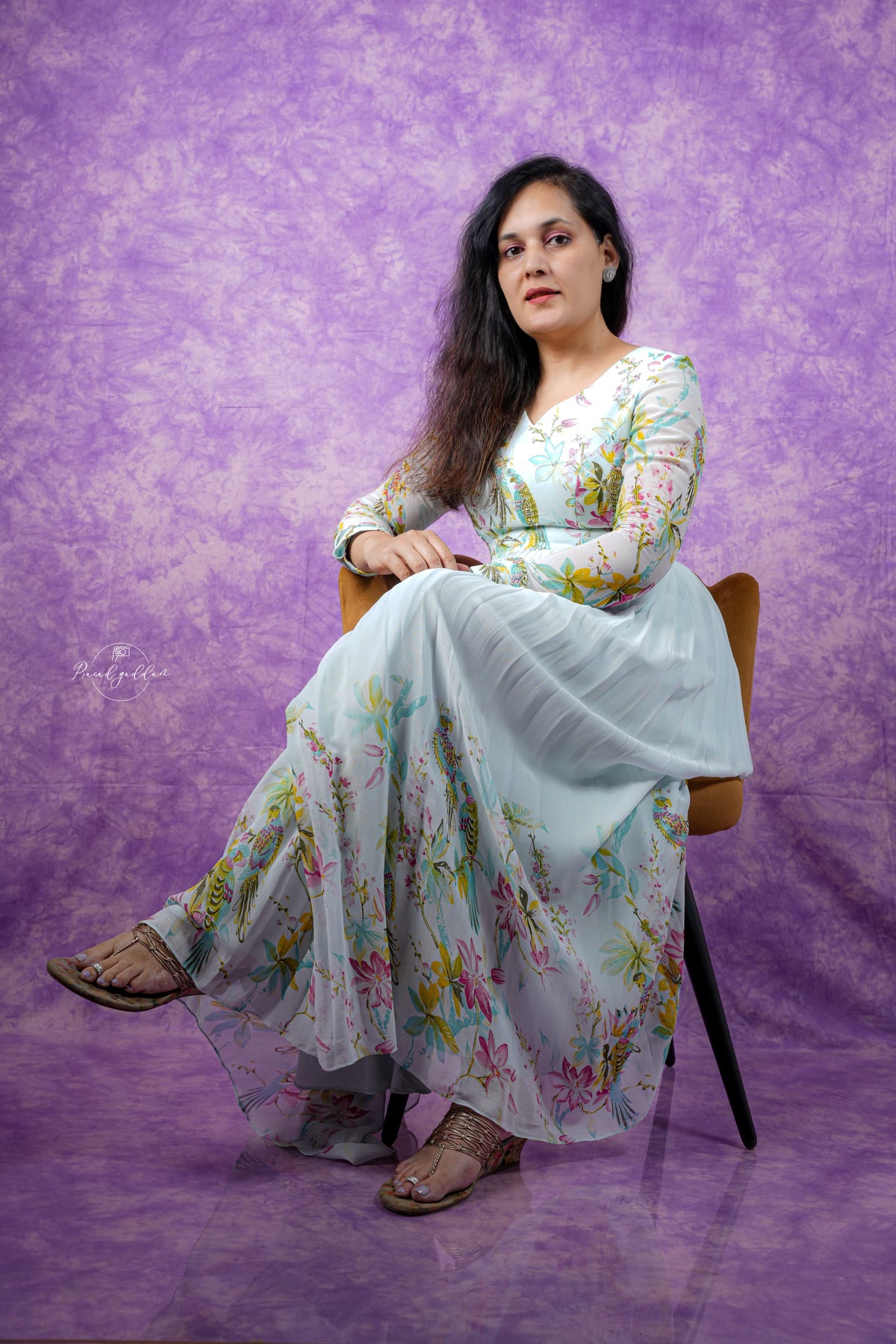 Pure Georgette Long Gown - Baby Blue