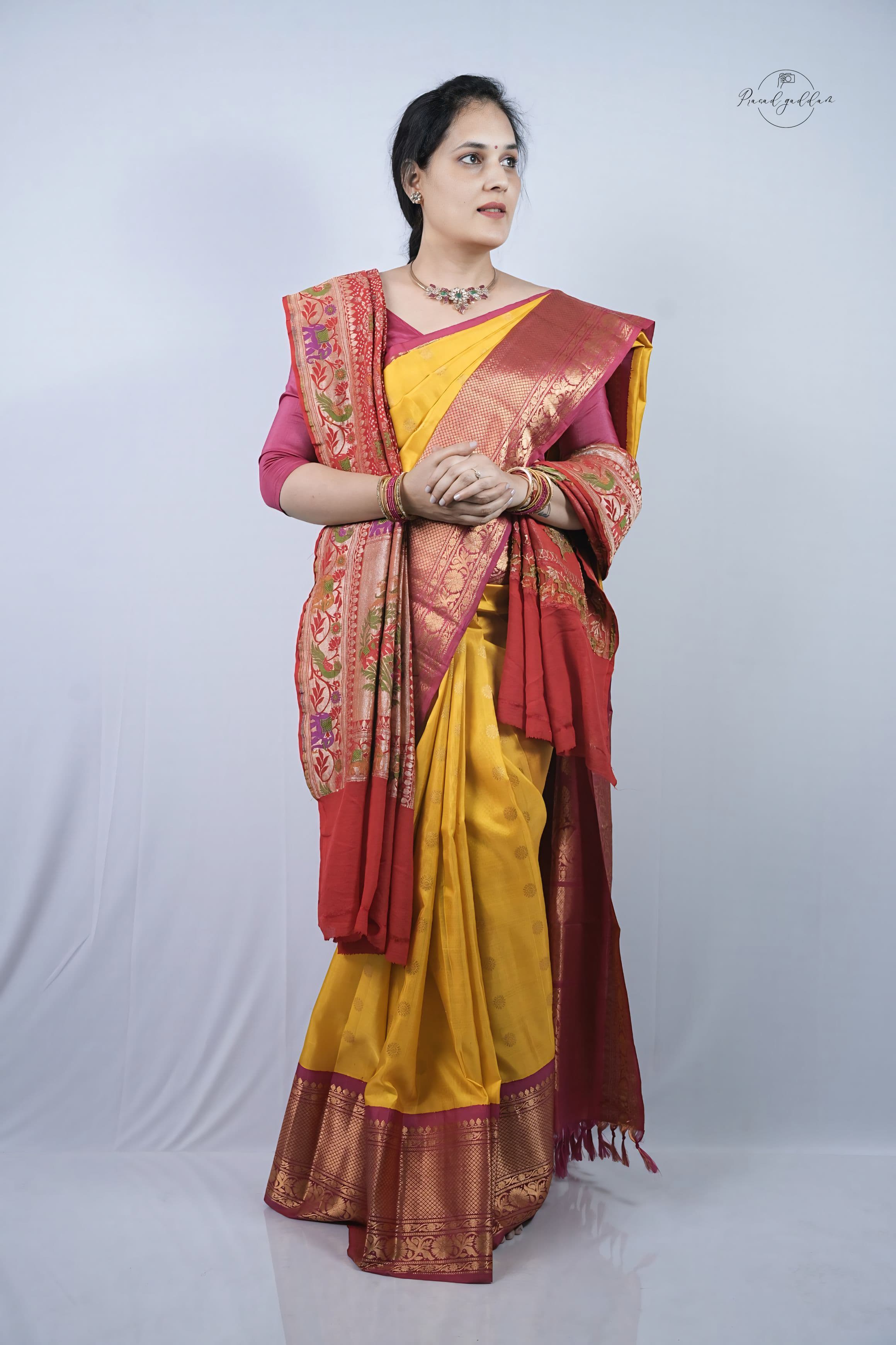 Gadwal Pattu - Yellow & Pink