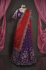 Designer Lehenga – Purple & Red