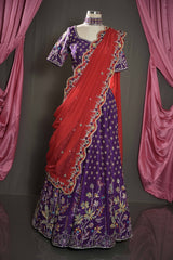 Designer Lehenga – Purple & Red