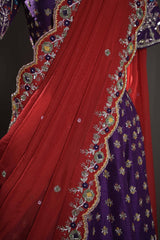Designer Lehenga – Purple & Red