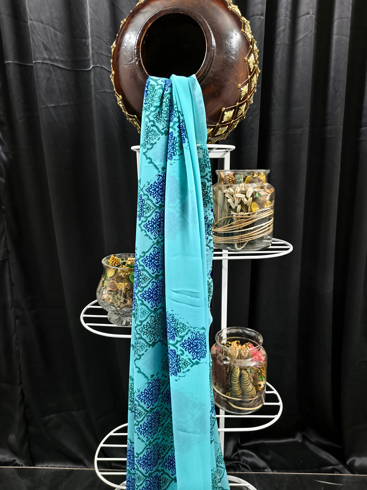 Georgette - Aqua Blue Saree