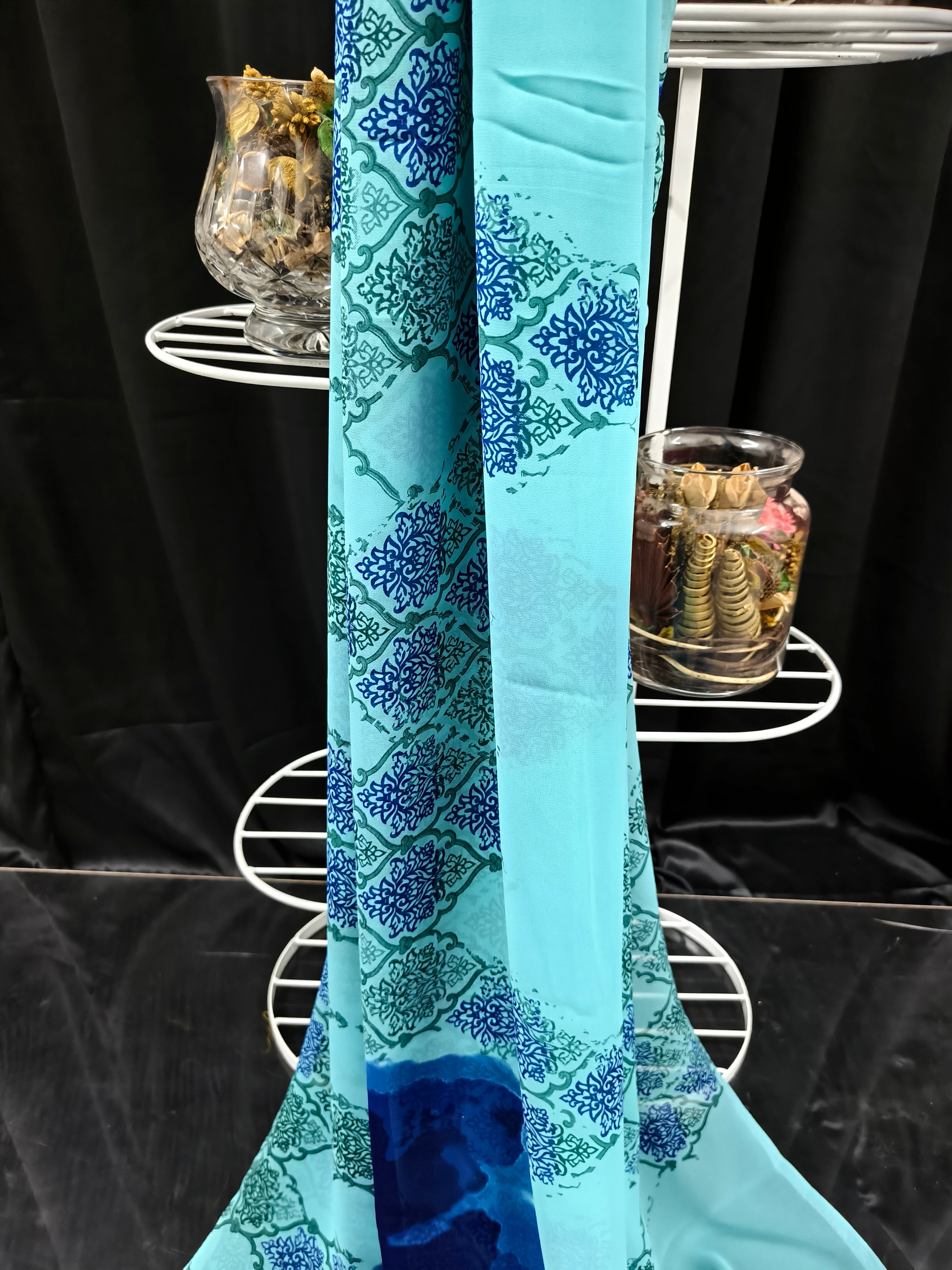 Georgette - Aqua Blue Saree