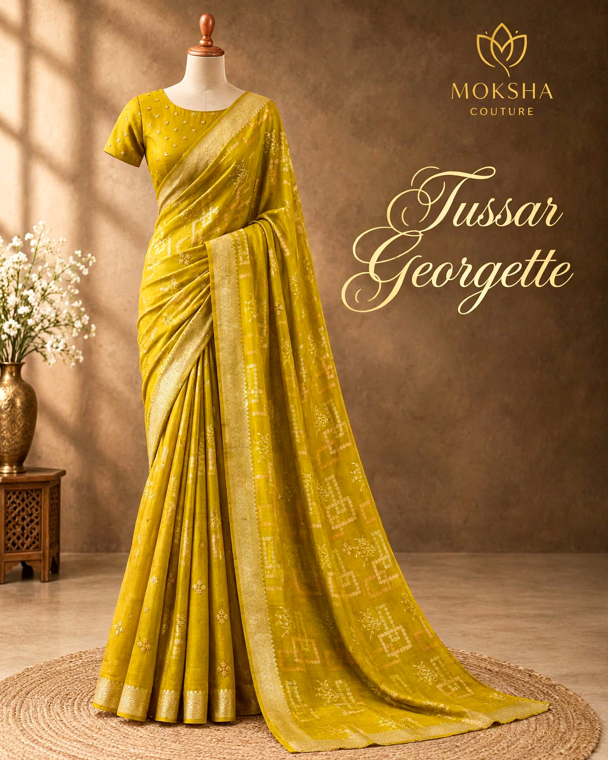 Tussar Georgette - Mustard Yellow