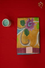 Pure Tussar - Blue & Mustard Yellow