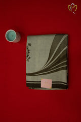 Pure Soft Silk  - Grey & Mehendi Green