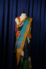 Pure Tussar - Geometric Black