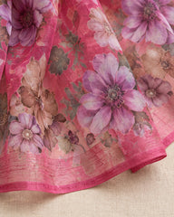 Organza - Pink Floral Printed