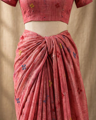 Jute Saree - Rose Pink