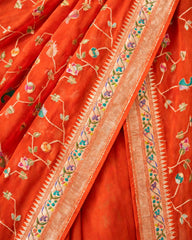 Tussar Georgette - Orange Floral