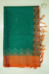 Lightweight Pattu - Rama Green & Orange