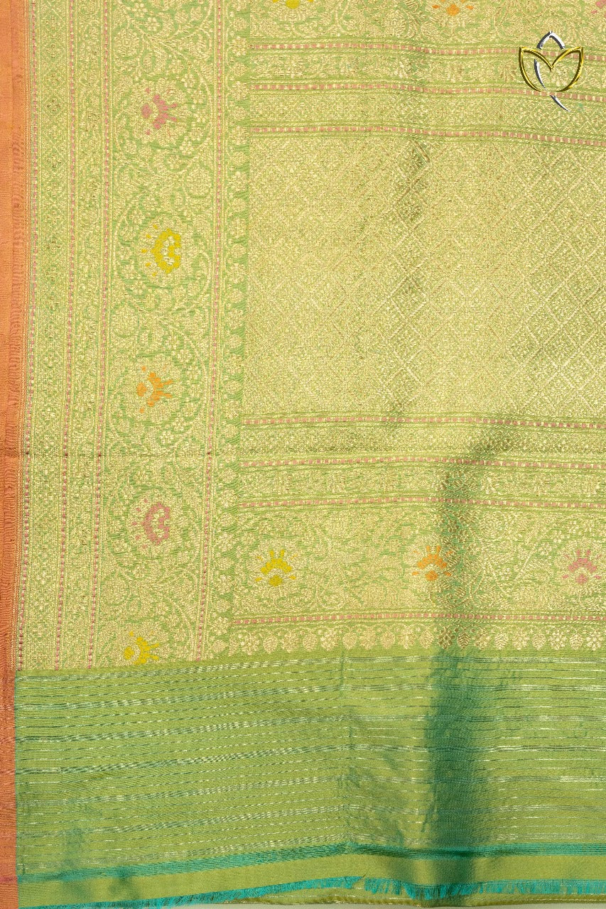 Pure Banarasi Pattu - Pista Green