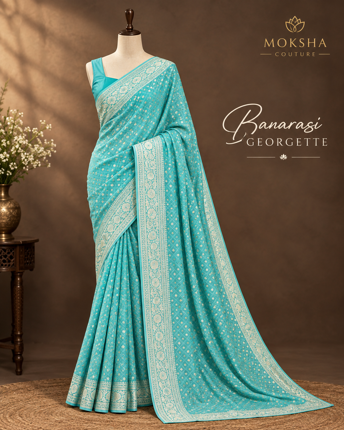 Banarasi Georgette – Turquoise Blue