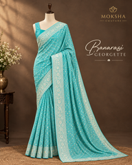 Banarasi Georgette – Turquoise Blue