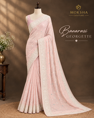 Banarasi Georgette – Blush Pink Floral