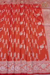 Pure Banarasi  Katan Pattu - Red